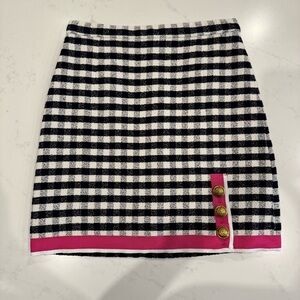 J.Crew Grosgrain Trim Mini Skirt Gingham Tweed Size 4 Style AJ954